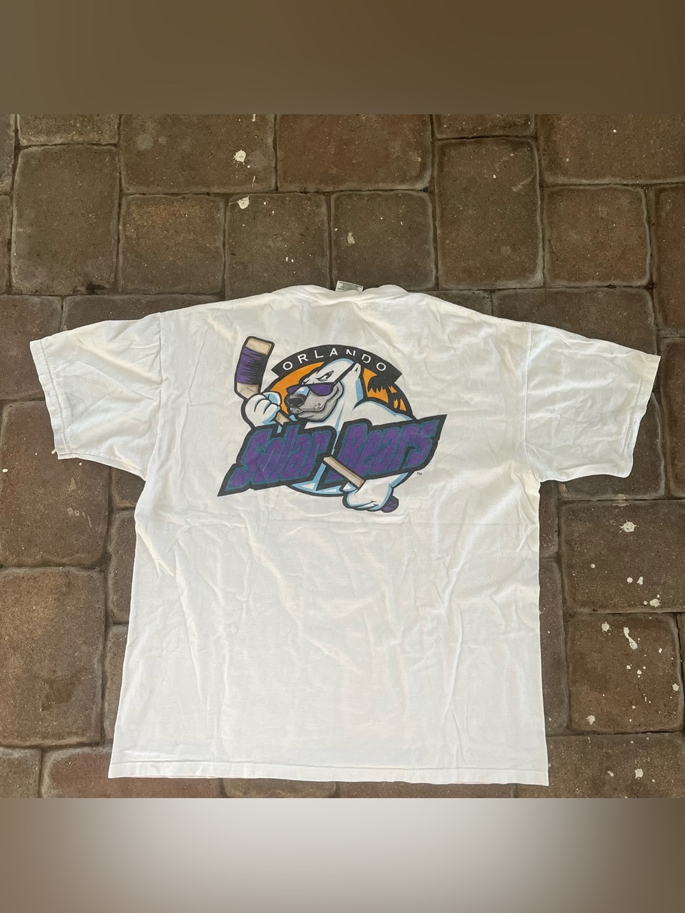 Vintage Orlando Solar Bears T-Shirt Mens XL White NHL IHL Hockey Cotton